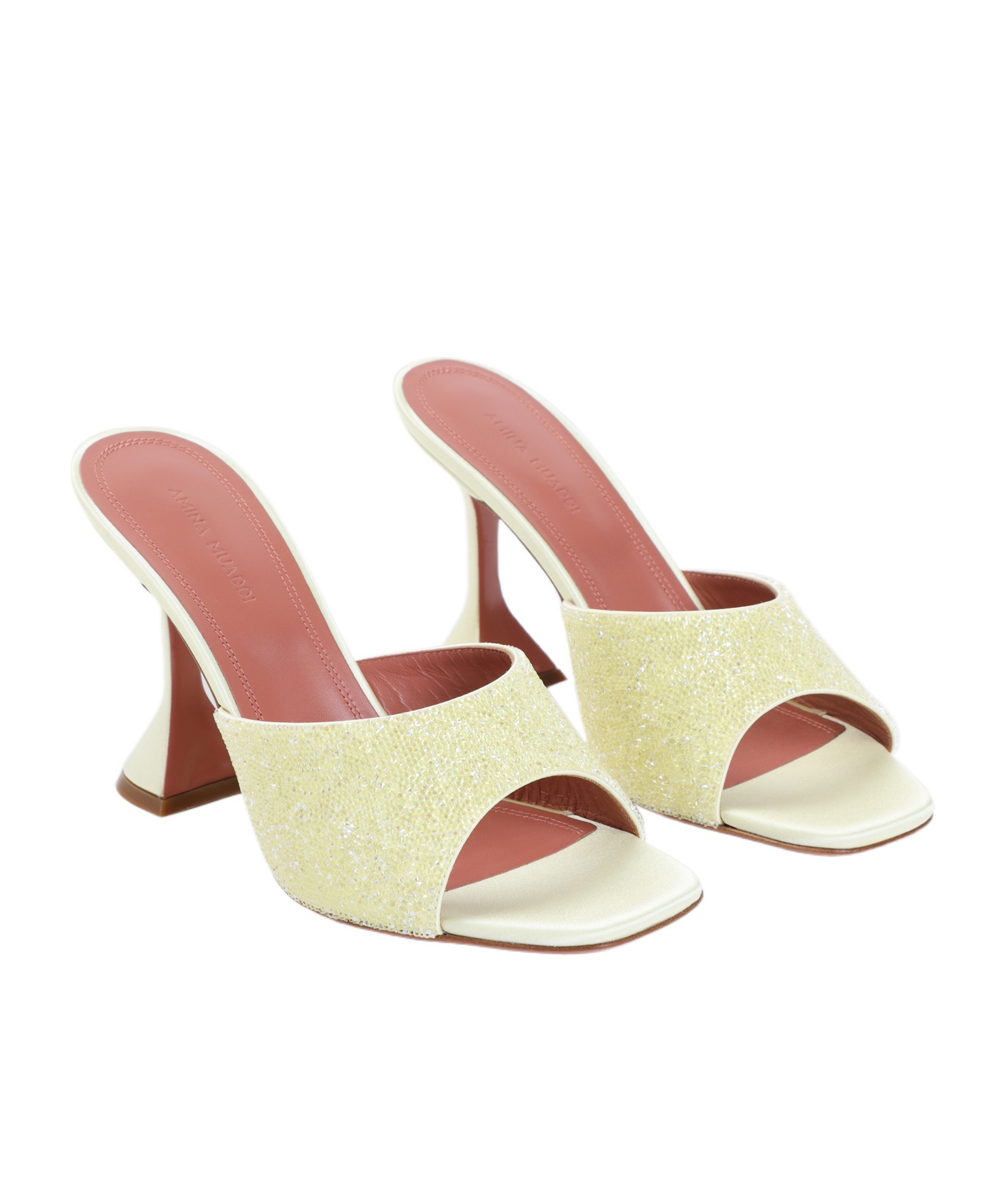 Shop Amina Muaddi Square Toe High Heel Sandals