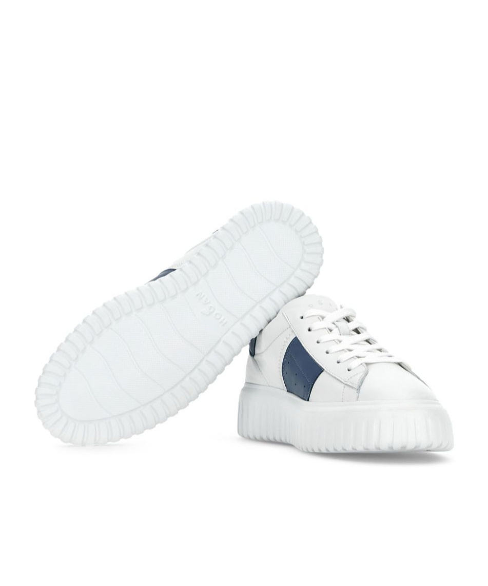 Hogan Sneakers H-stripes In White Leather With Blue Stripe In White