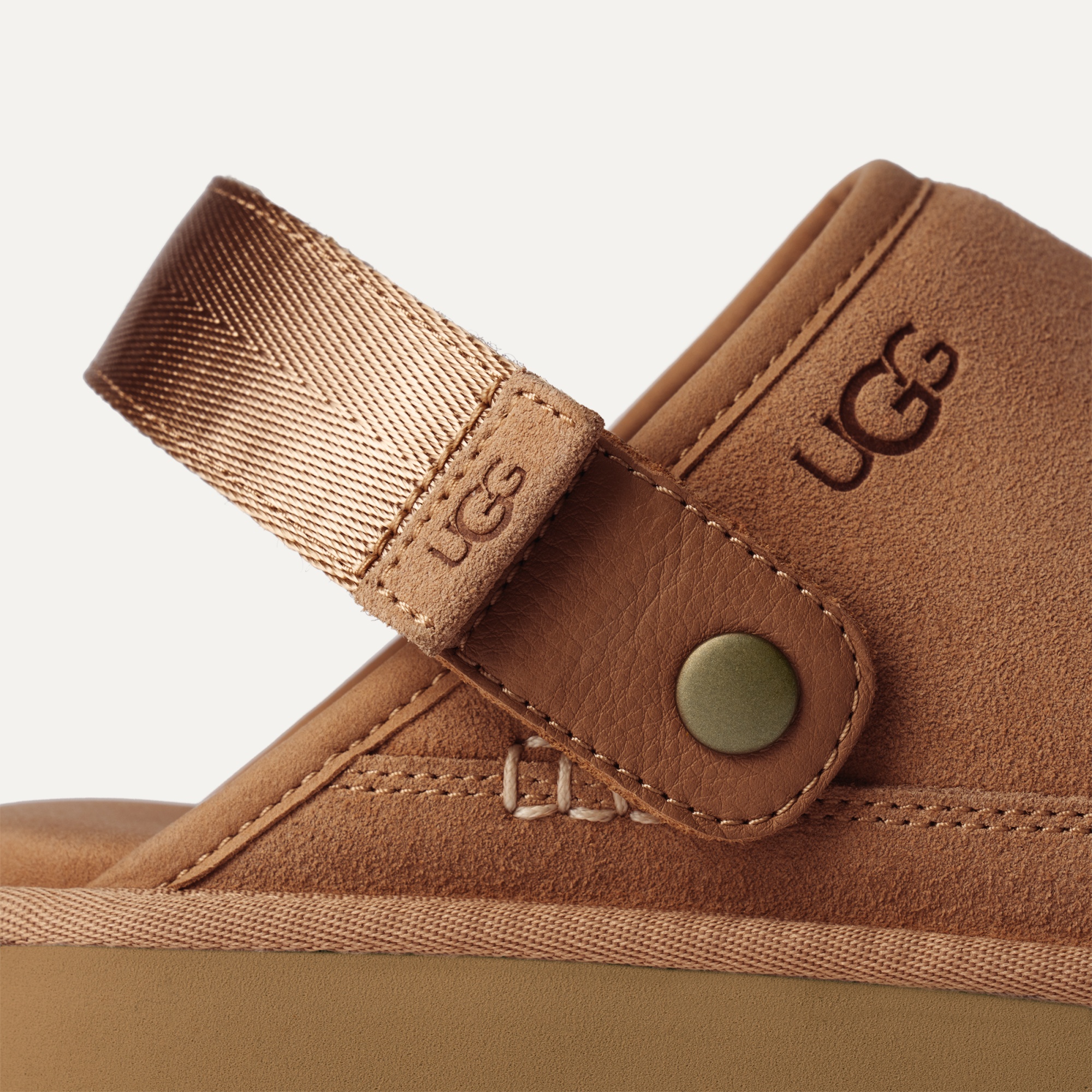 Ugg Suede Slip-on Mules With Adjustable Back Strap In Brown