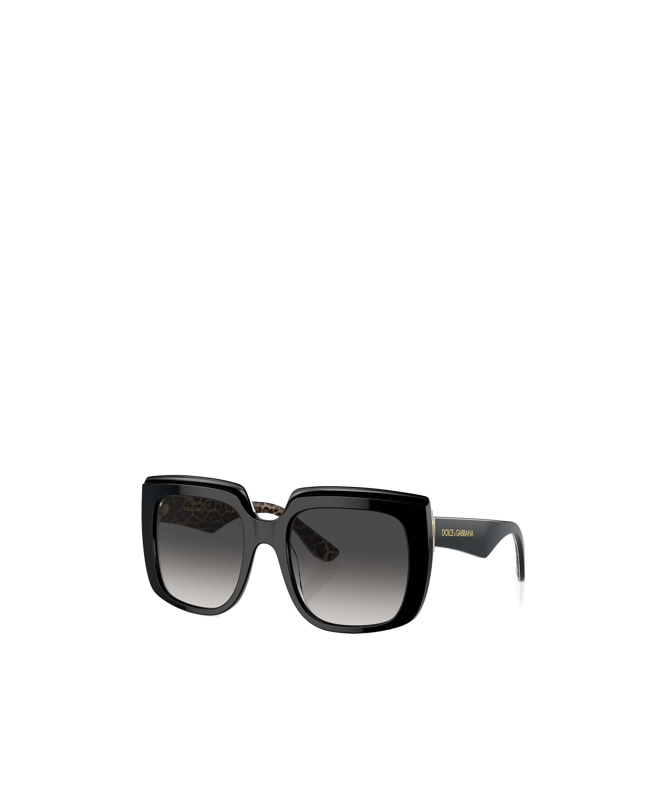 Dolce & Gabbana Square-frame Oversized Sunglasses In Black On Leopard Brown Print
