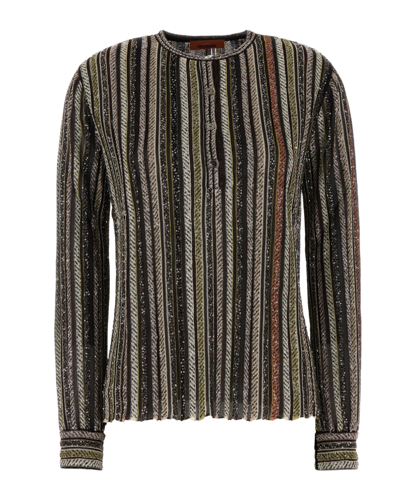 Missoni Knit Shirt Embroidered Striped Pattern In Multi