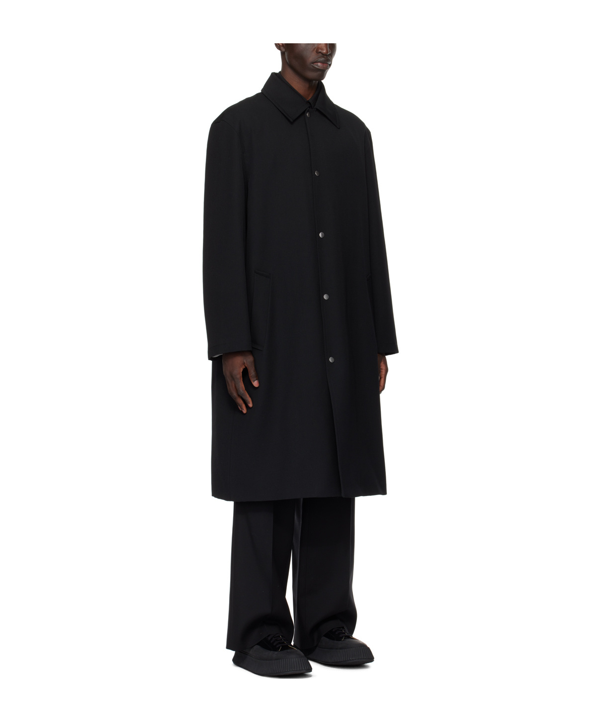 Jil Sander Dark Blue Oversize Trench Coat In Black