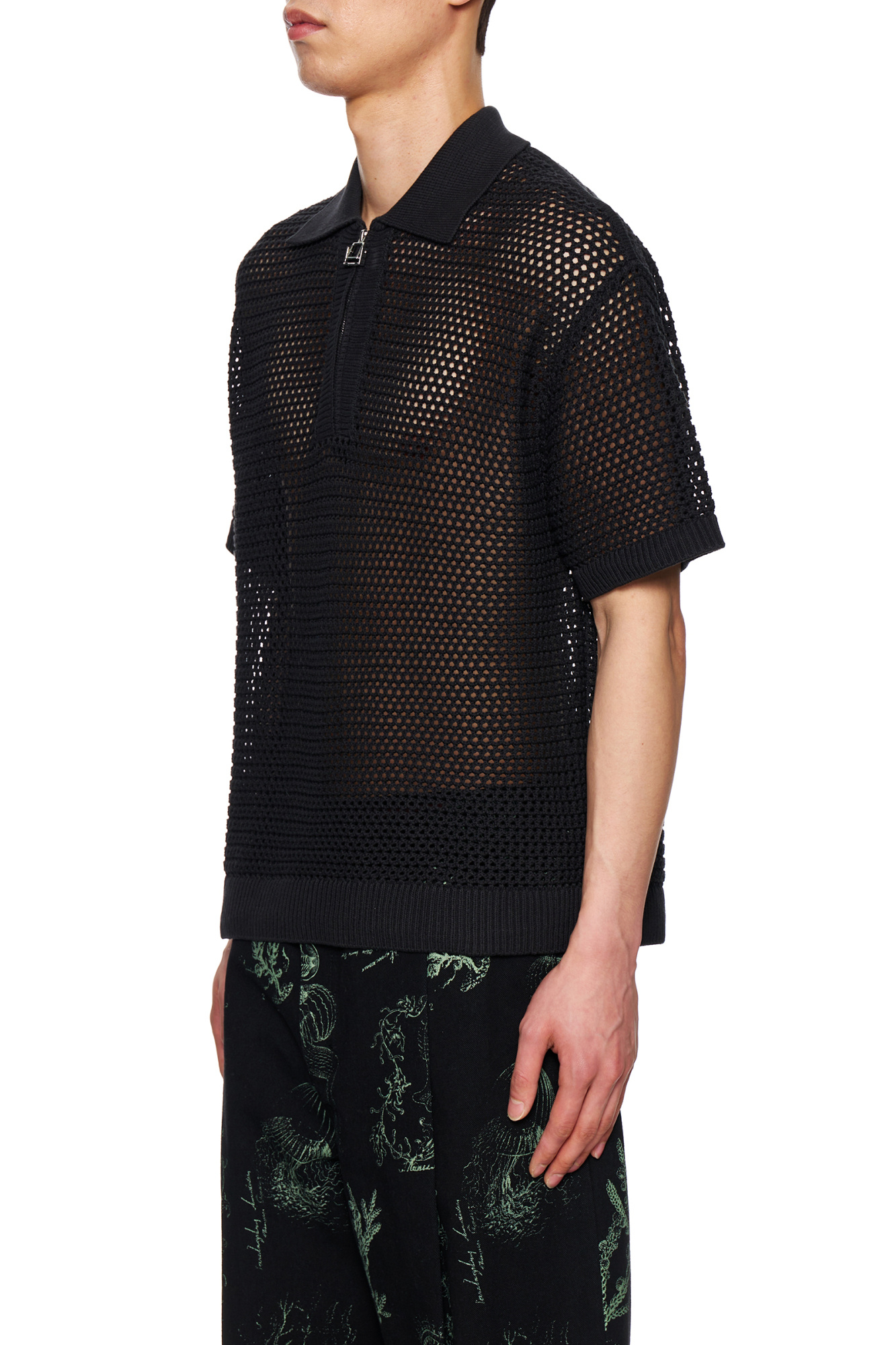 Wooyoungmi Mesh Short-sleeved Sweater In Black