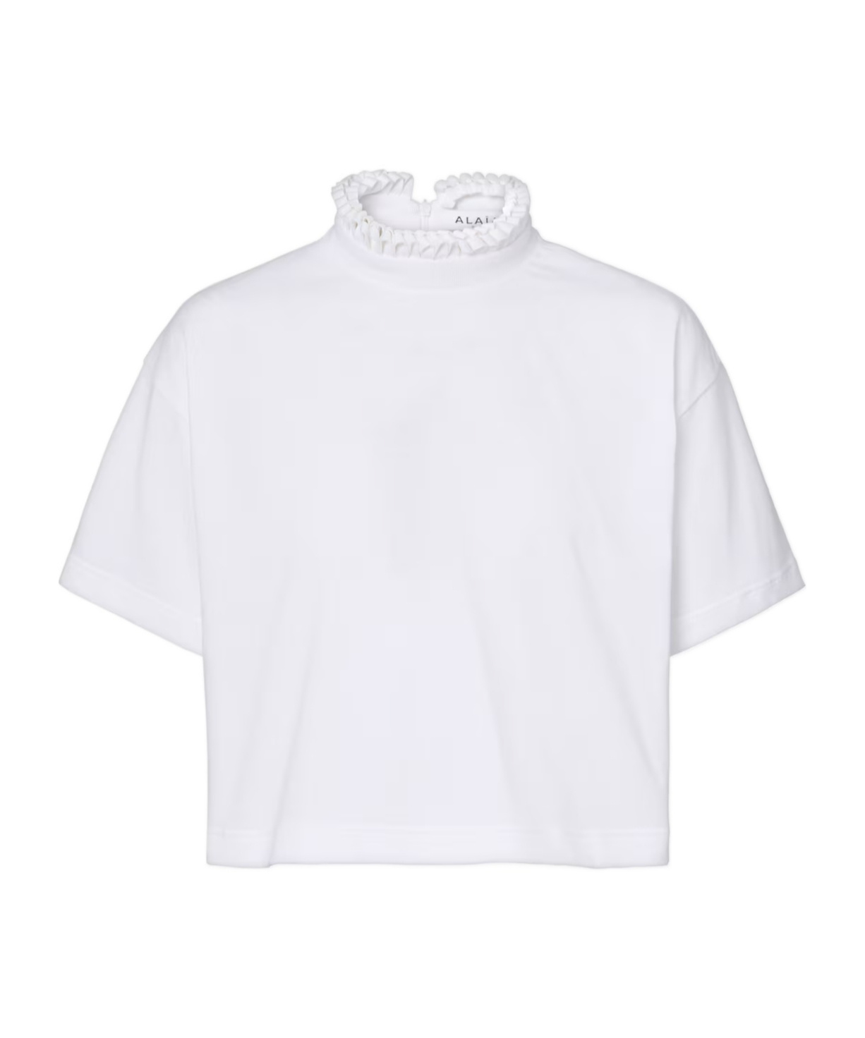 Alaïa Cropped Cotton Jersey Turtleneck Top In White