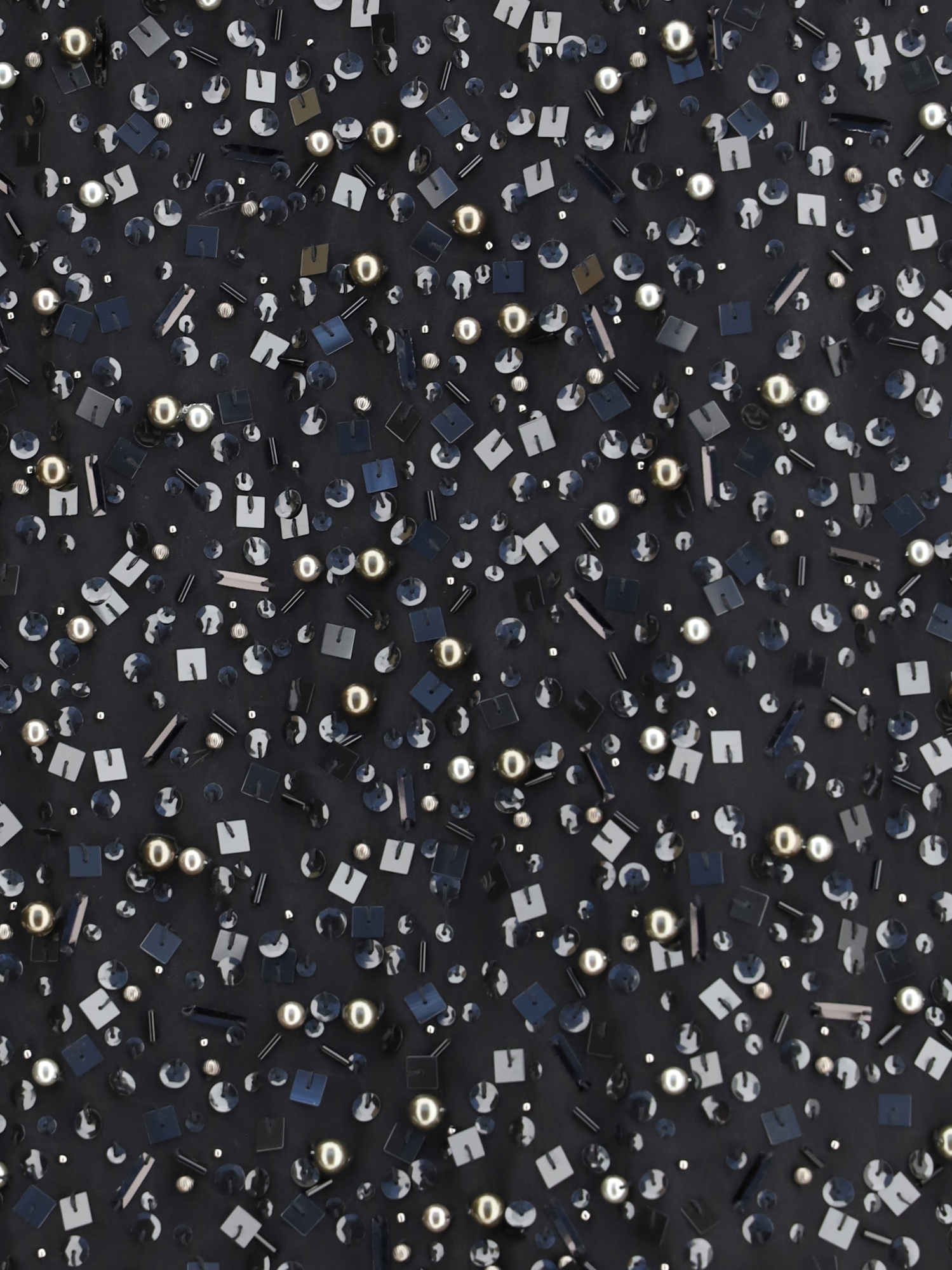 Sacai Sequin-embellished Rear Slit Skirt In Black
