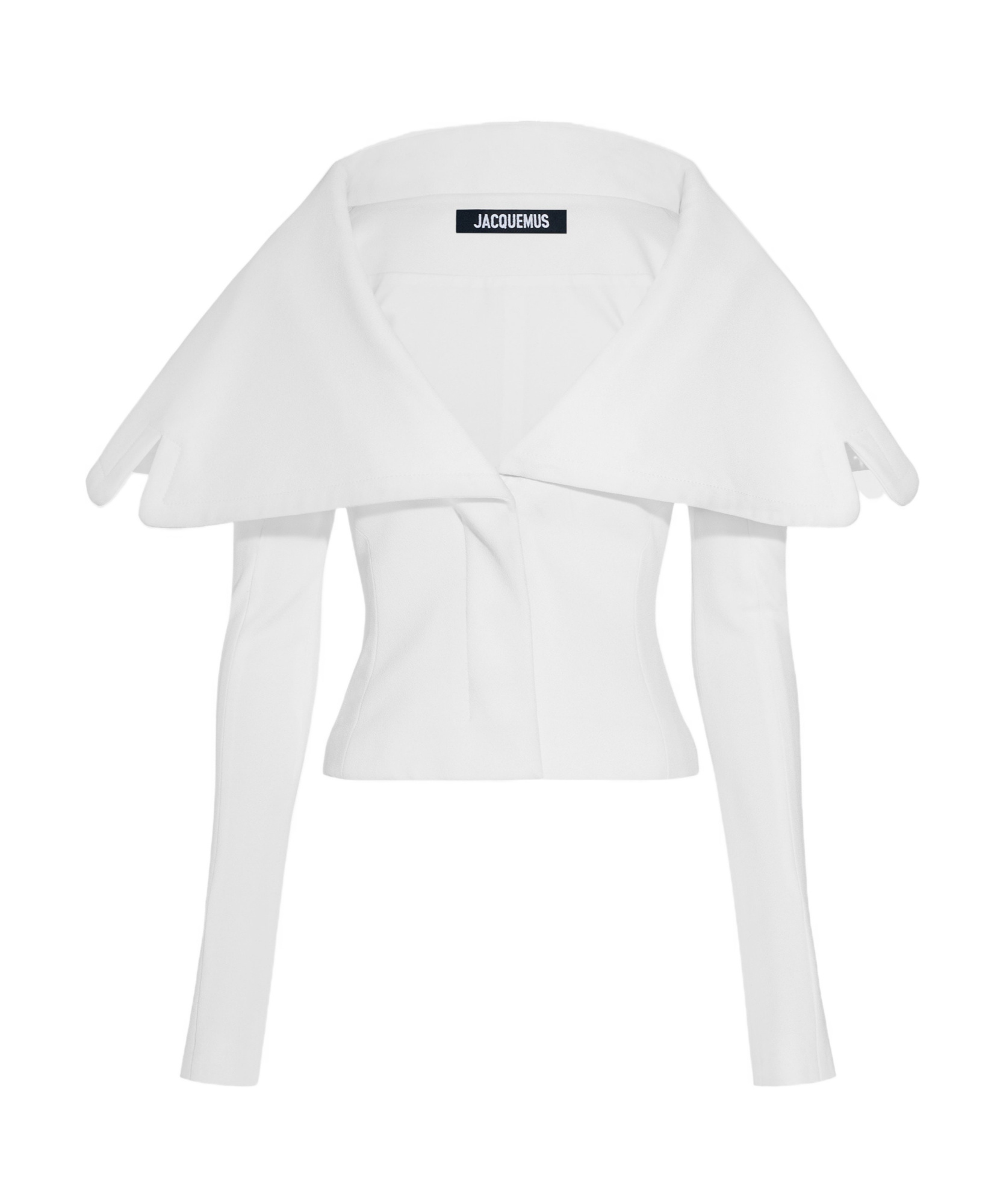 Jacquemus Draped-collar Virgin Wool Jacket With Oversized Pockets In White
