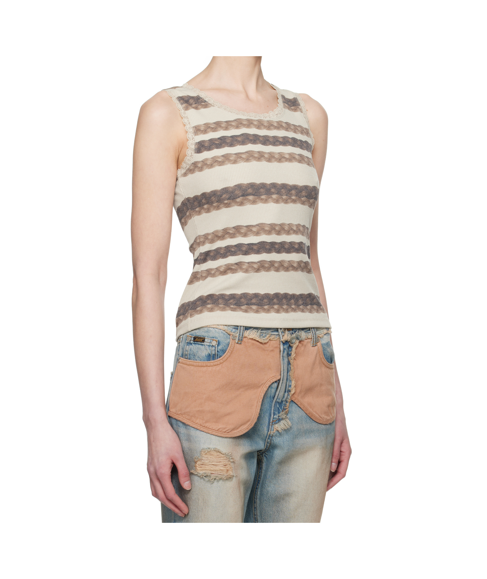 Andersson Bell Hair Braid-stripe Tank Top In Nude
