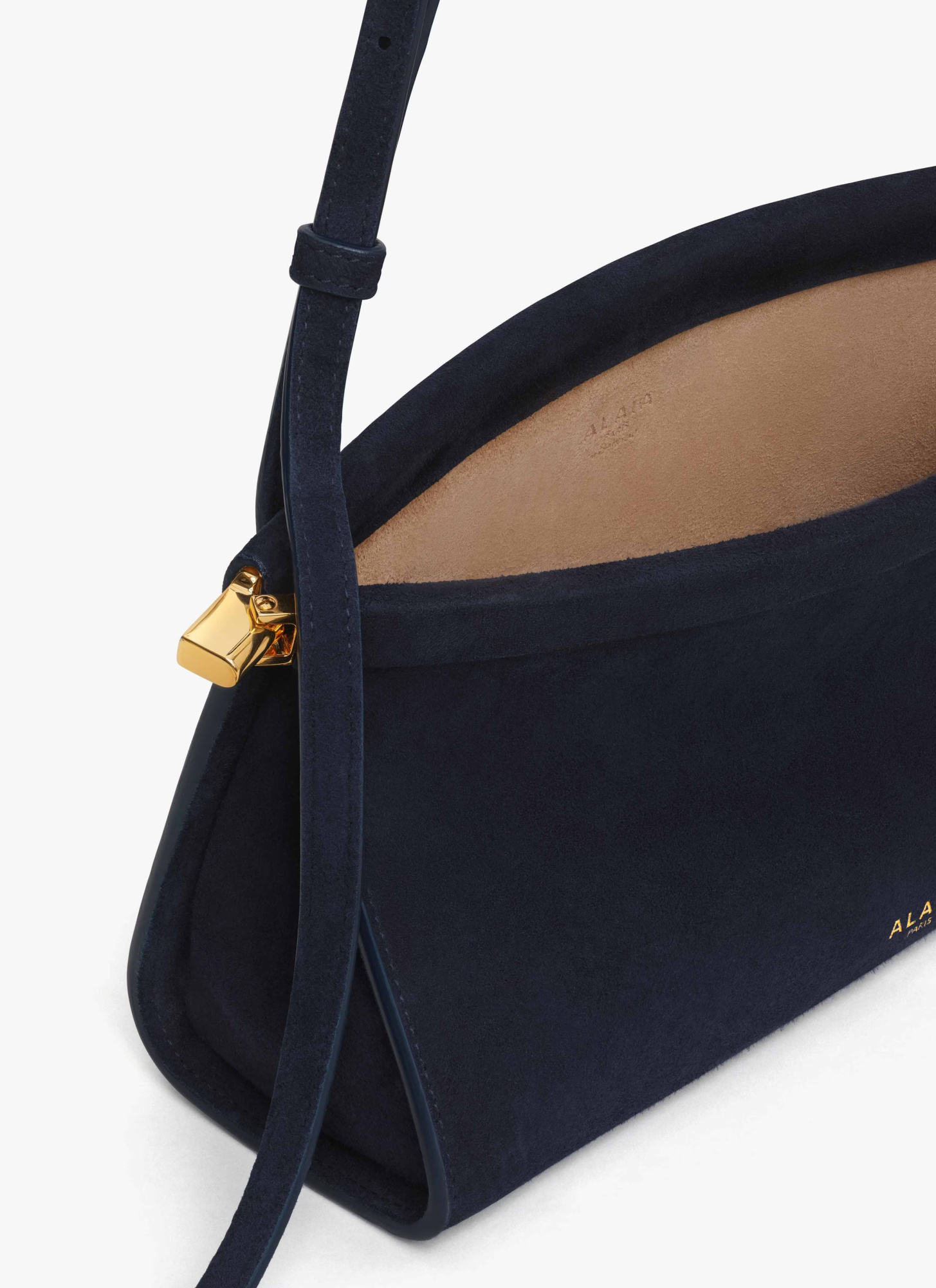 Alaïa Le Click East West Small Bag In Suede In Blue