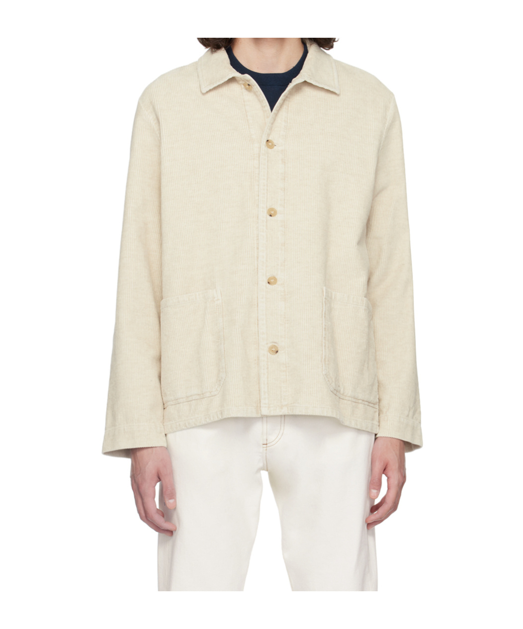 Apc Kerlouan Beige Jacket With Classic Collar And Front Button Closure In Cotton Man In White