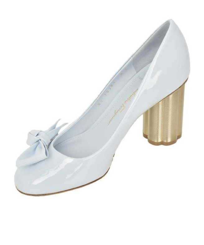 Ferragamo Vara Bow Series High Heels In White