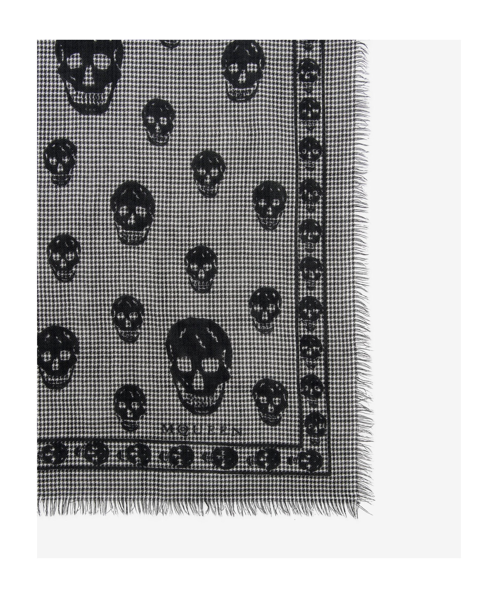 Alexander Mcqueen Houndstooth Skull Scarf In Gray