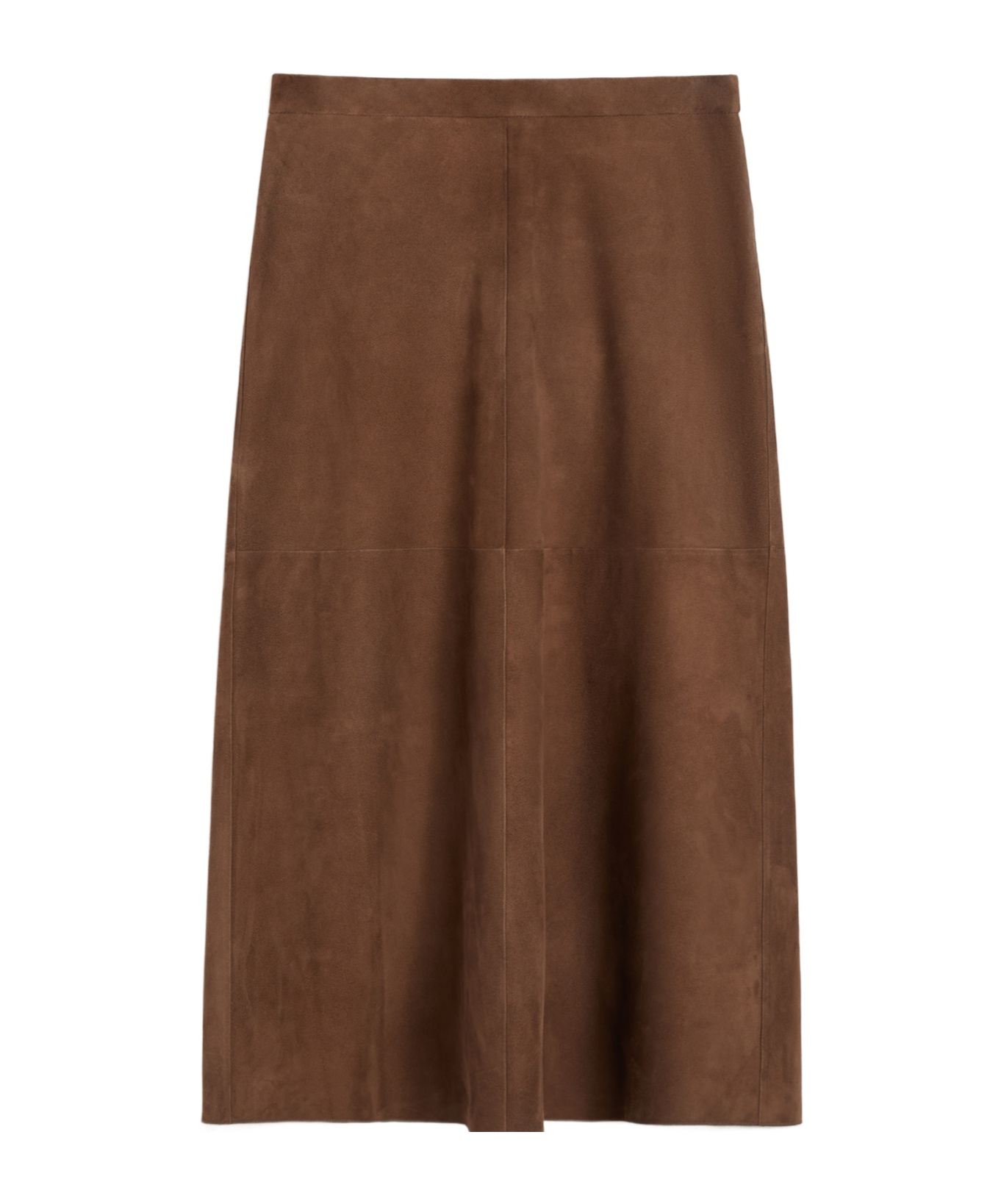 Max Mara Flared Suede Skirt In Brown