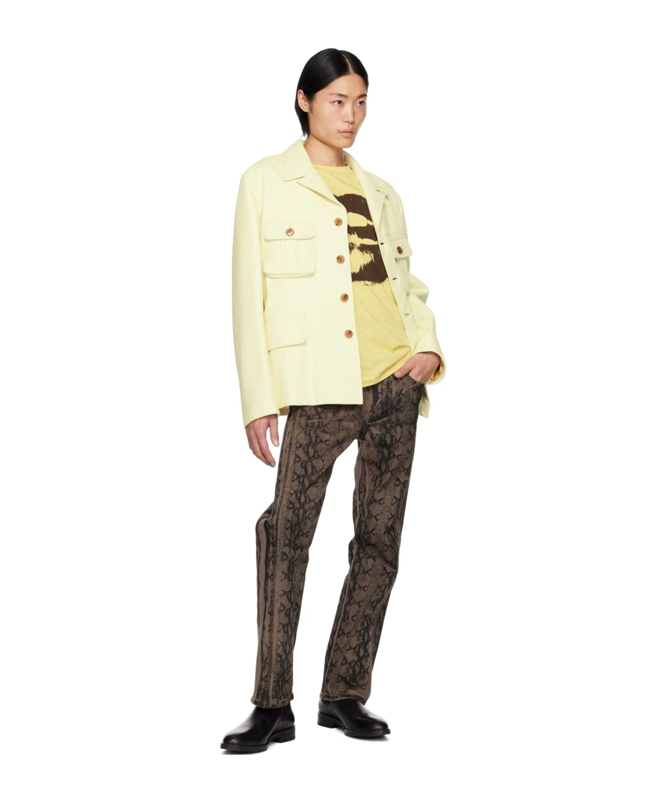 PAUL SMITH PAUL SMITH X COMMISSION FLAT COLLAR LEATHER JACKET
