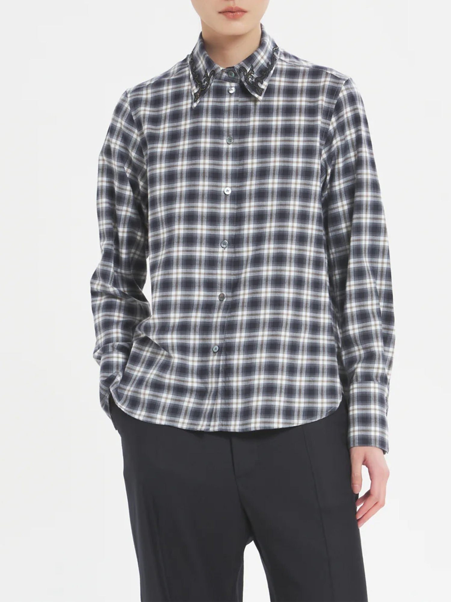Barena Venezia Checkered Long-sleeved Shirt In Black