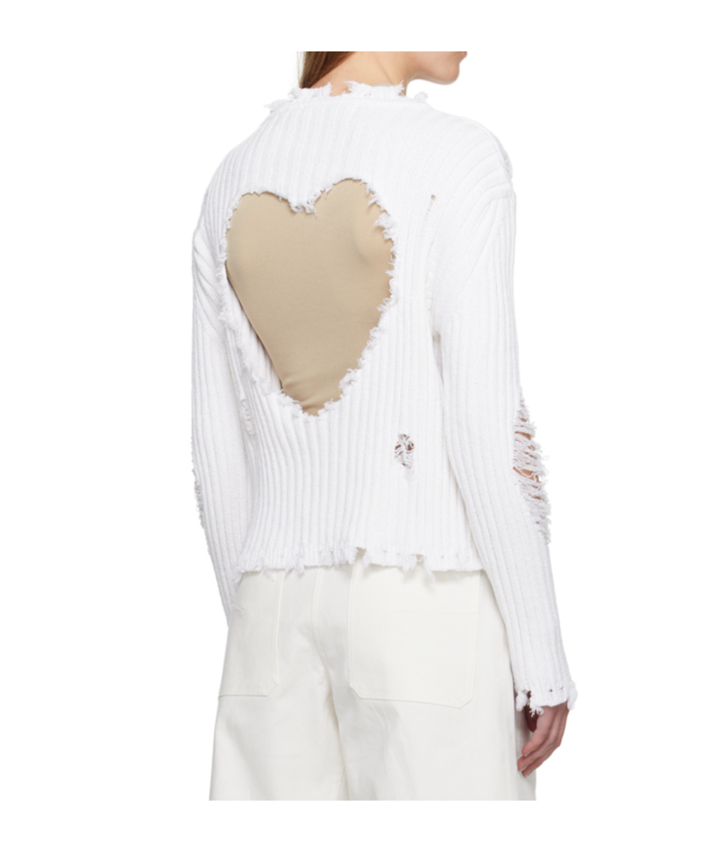 Open Yy Damaged Heart Sweater In White