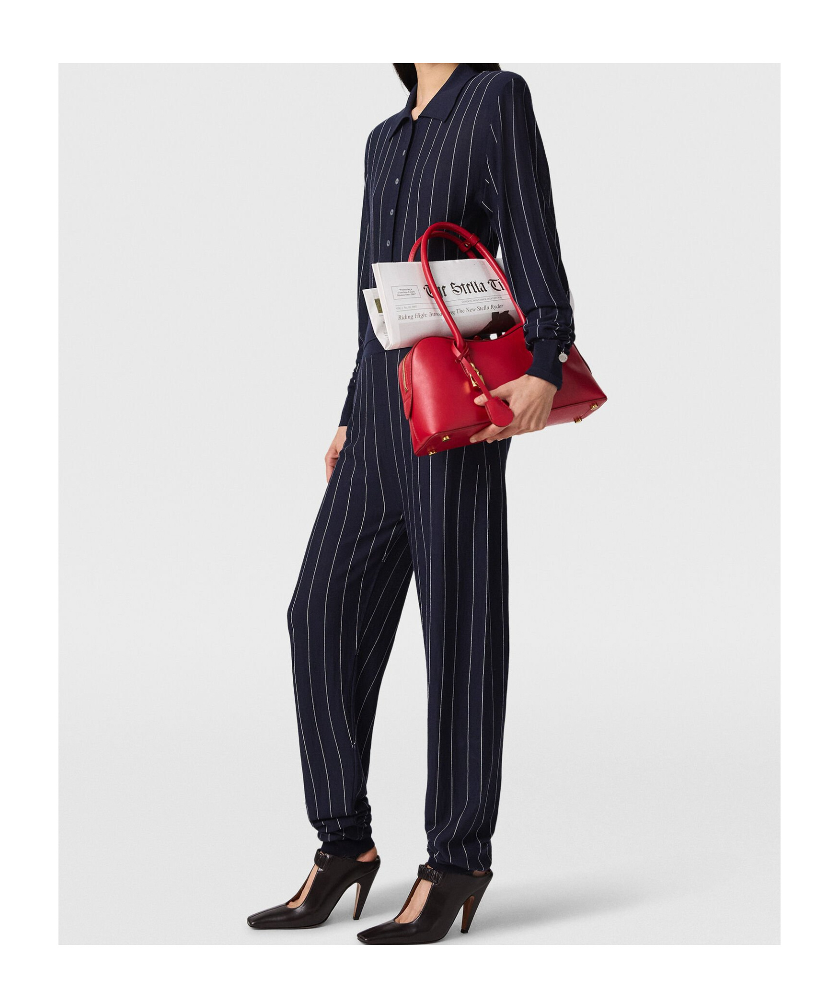 Stella Mccartney Elasticated Waistband Pinstripe Sweatpants In Navy Blue
