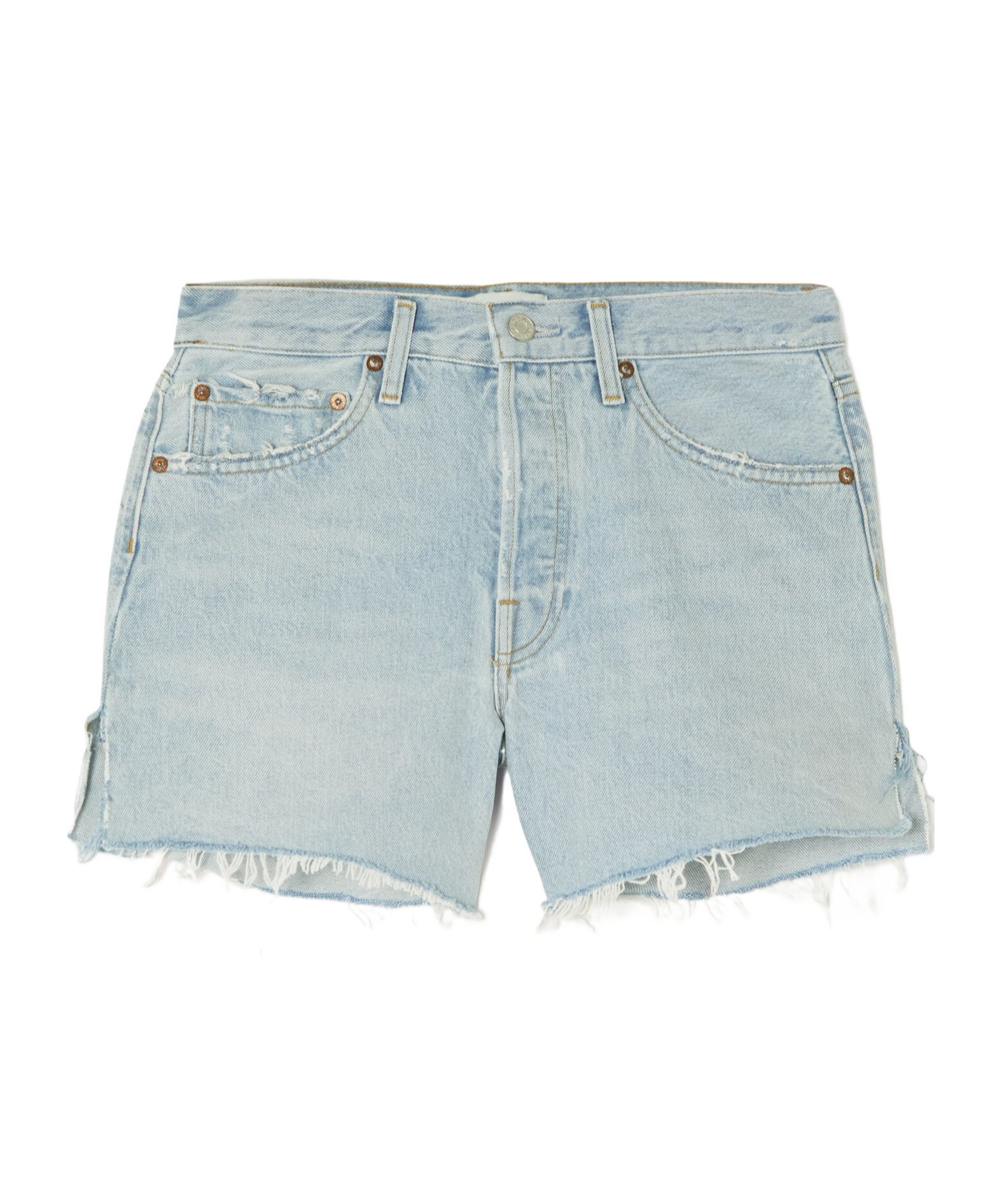 Agolde Distressed Denim Shorts In Blue