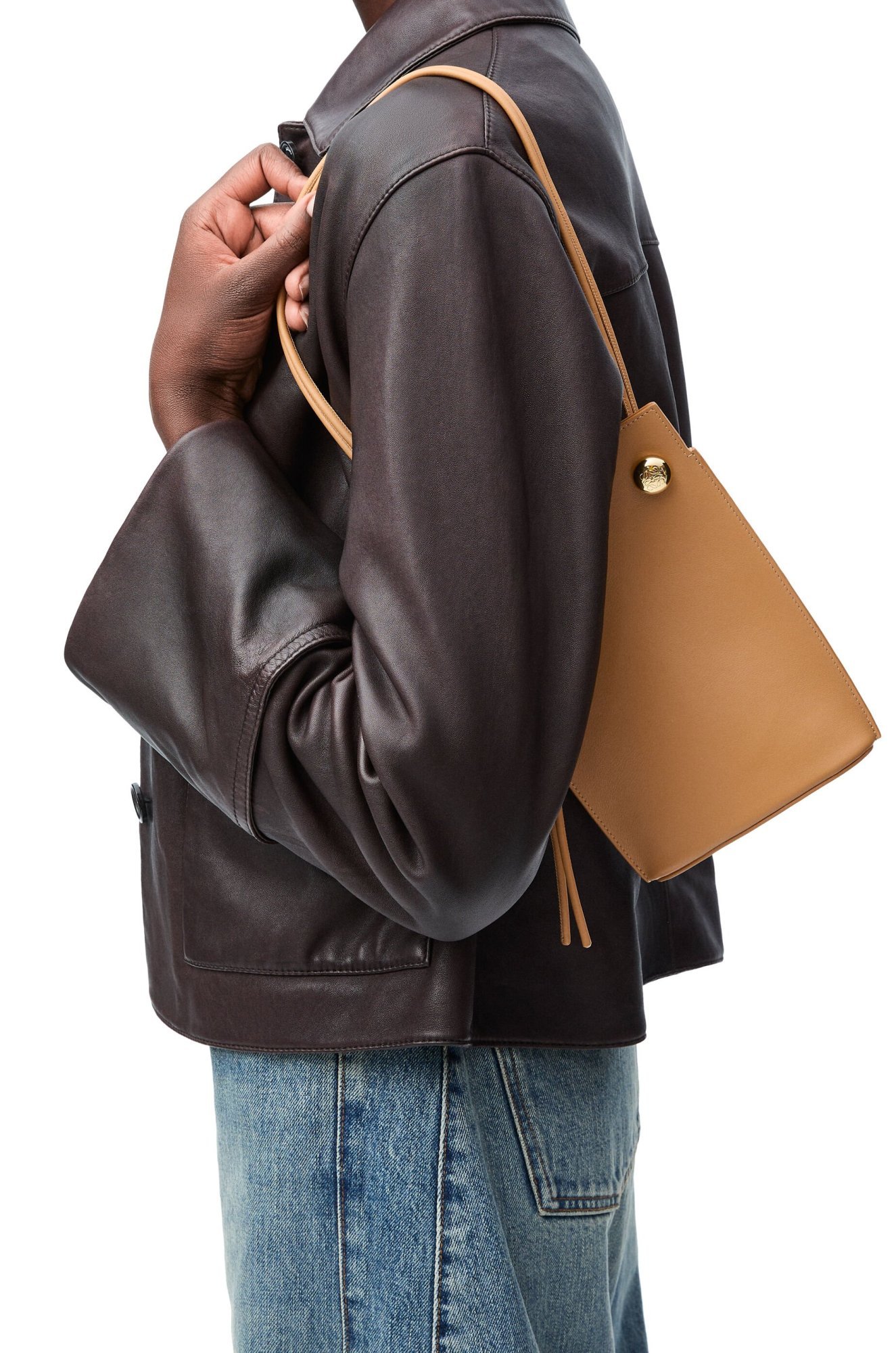 Loewe Mini Puzzle Leather Shoulder Bag In Brown
