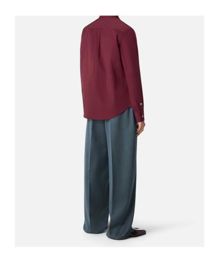 Bottega Veneta Chemise En Coton Et Soie In Black Cherry