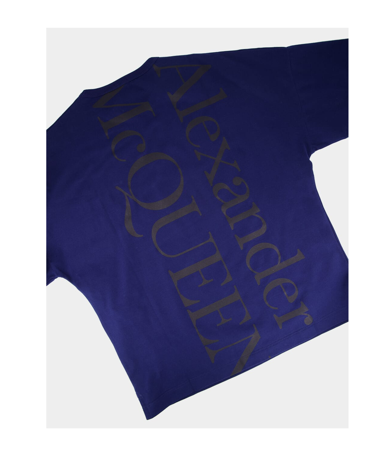 Alexander Mcqueen Solid Color Crew-neck T-shirt With Printed Logo In Blue