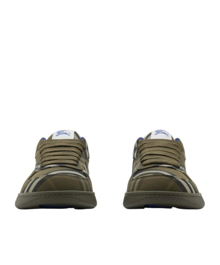 Burberry Checked Terrace Lace-up Sneakers In Green