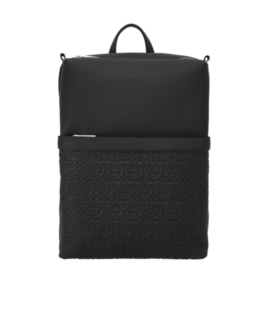 Ferragamo Gancini-debossed Leather Backpack In Black
