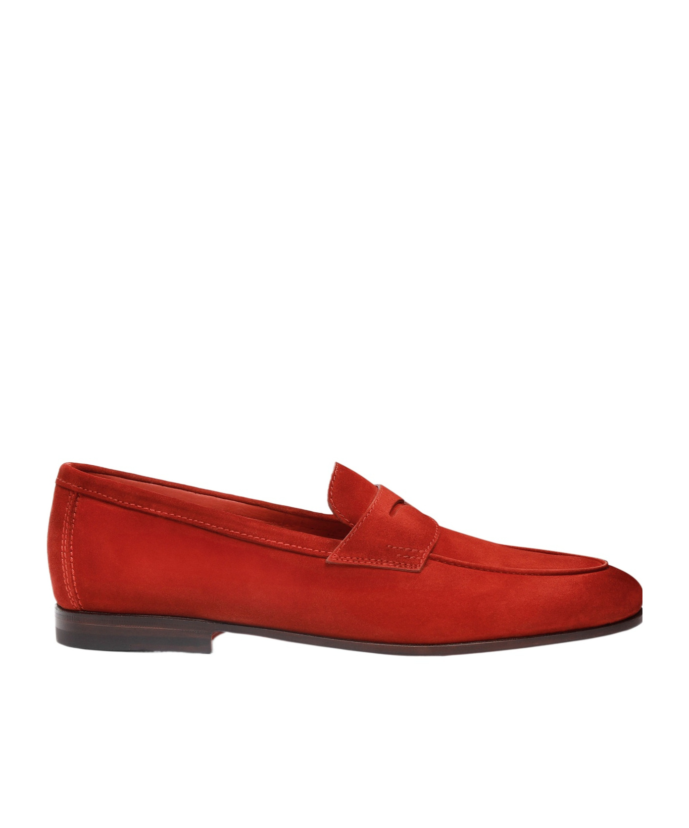 Santoni Men's Red Suede Carlo Loafer In Red