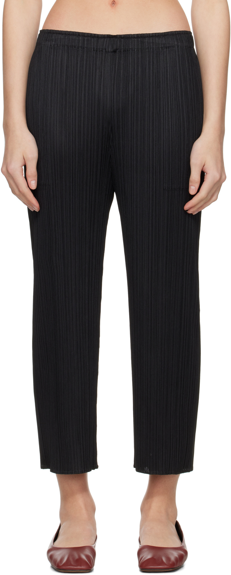 Issey Miyake Elastic Waist Casual Pants In Black