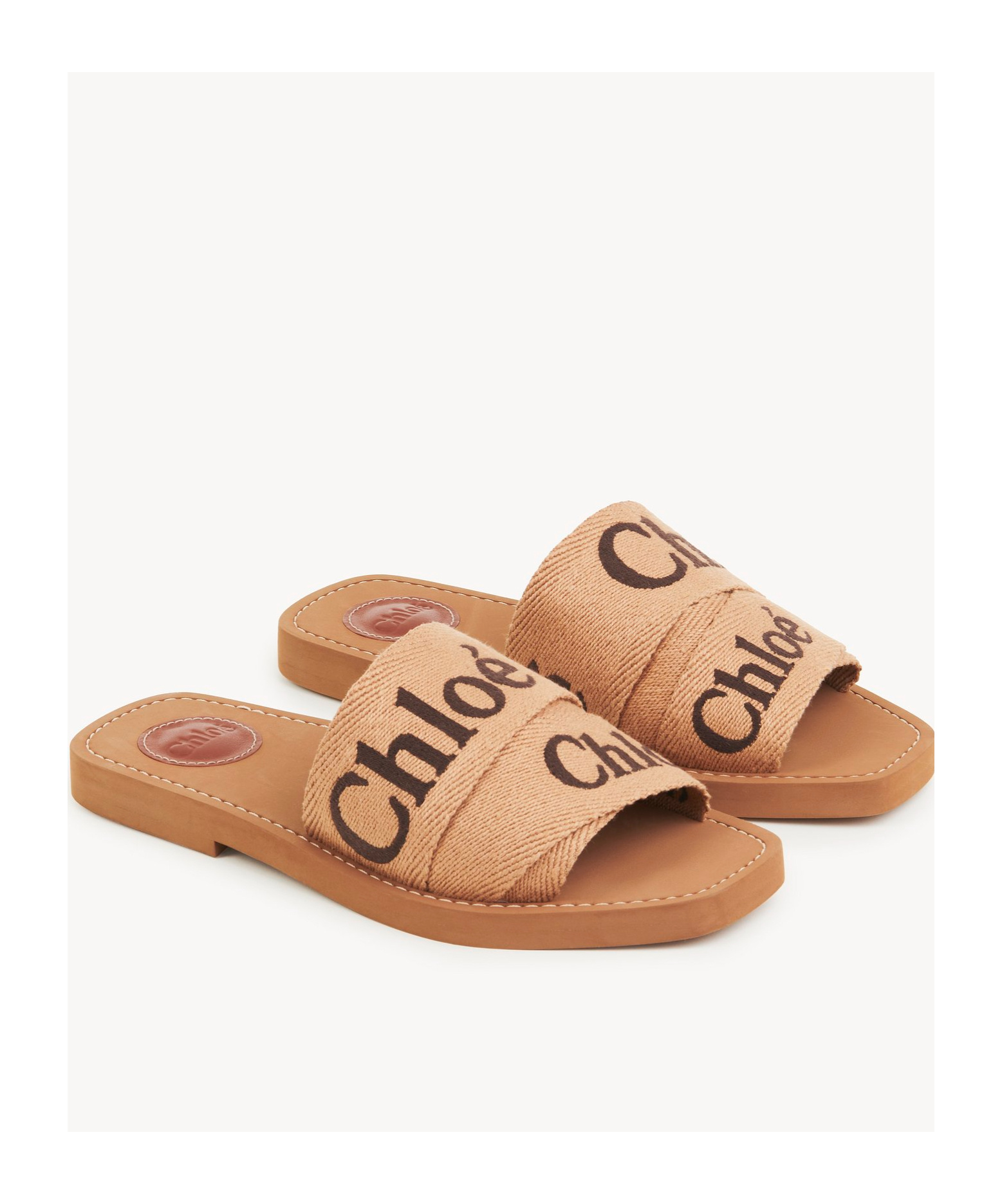 Chloé Tan Woody Sandals In Brown