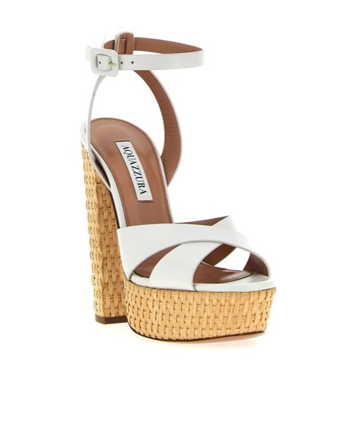 Aquazzura Sunseeker 140 Leather Platform Sandals In Nude