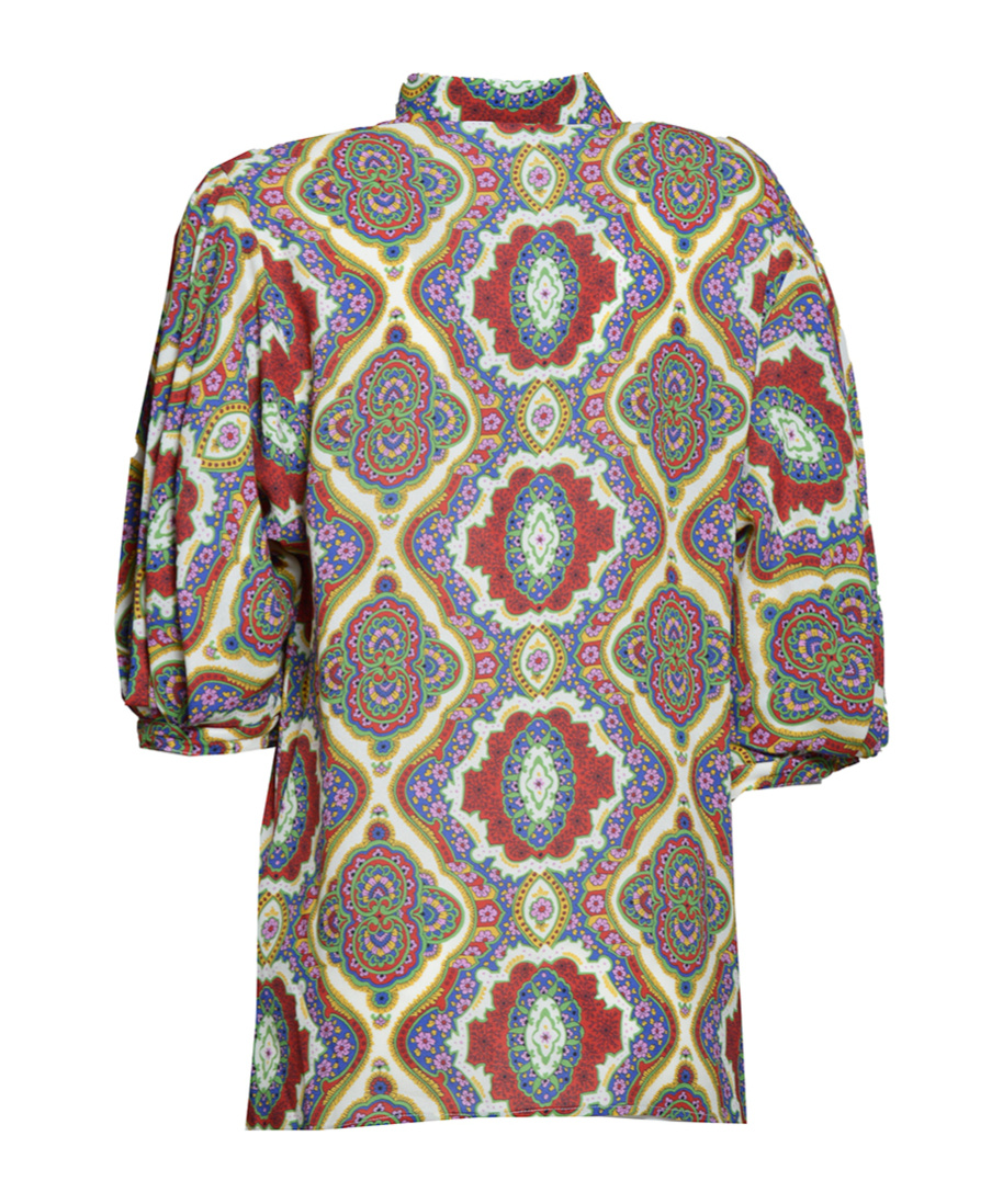 Etro Graphic Printed Straight Hem Cady Blouse In Multicolor