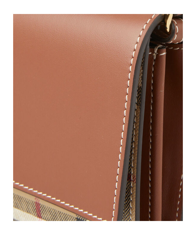 Burberry Check And Leather Wallet In Brown