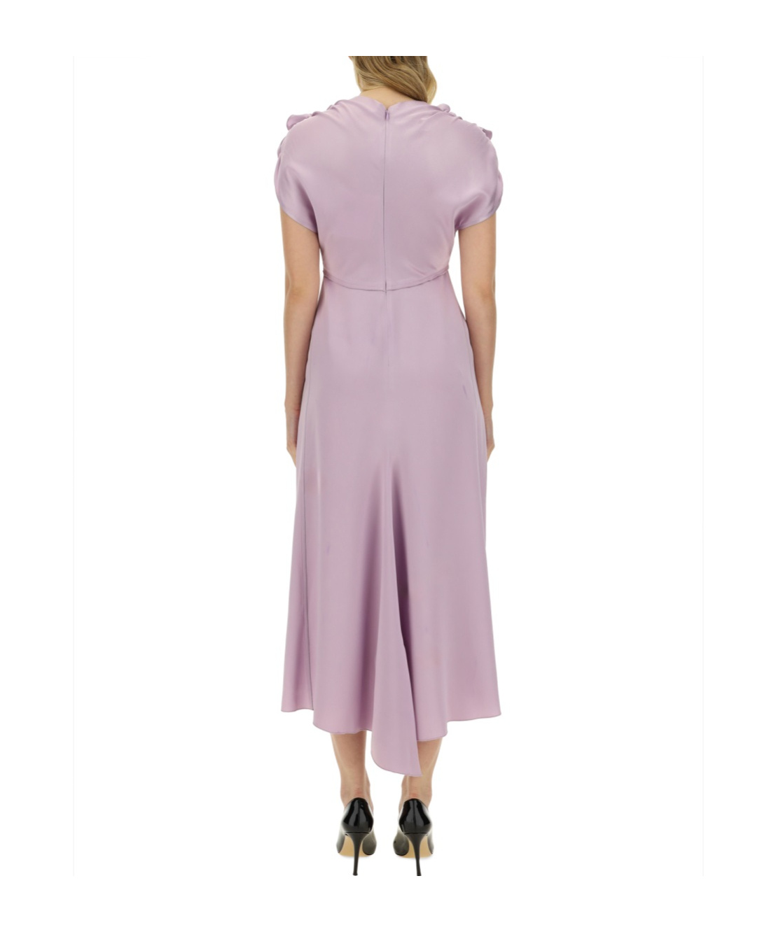 Victoria Beckham Women's V-neck Ruffle Midi Dress In Purple