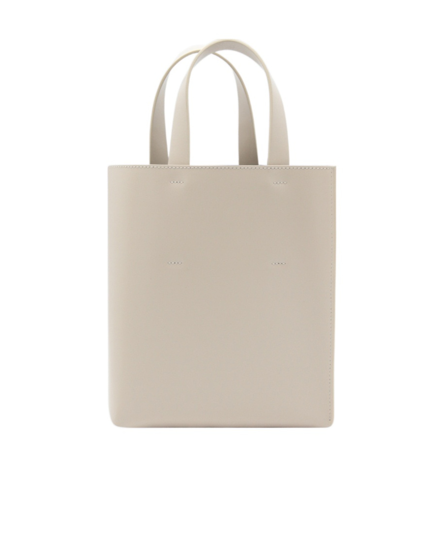 Marni Mini Museo Leather Tote Bag In Nude