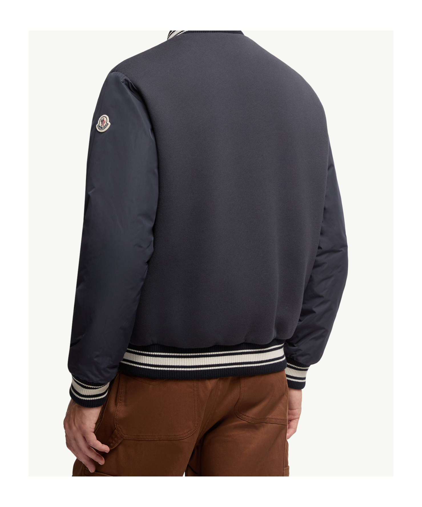 Moncler Ribbed Collar With Striped Details Jacket In Blue