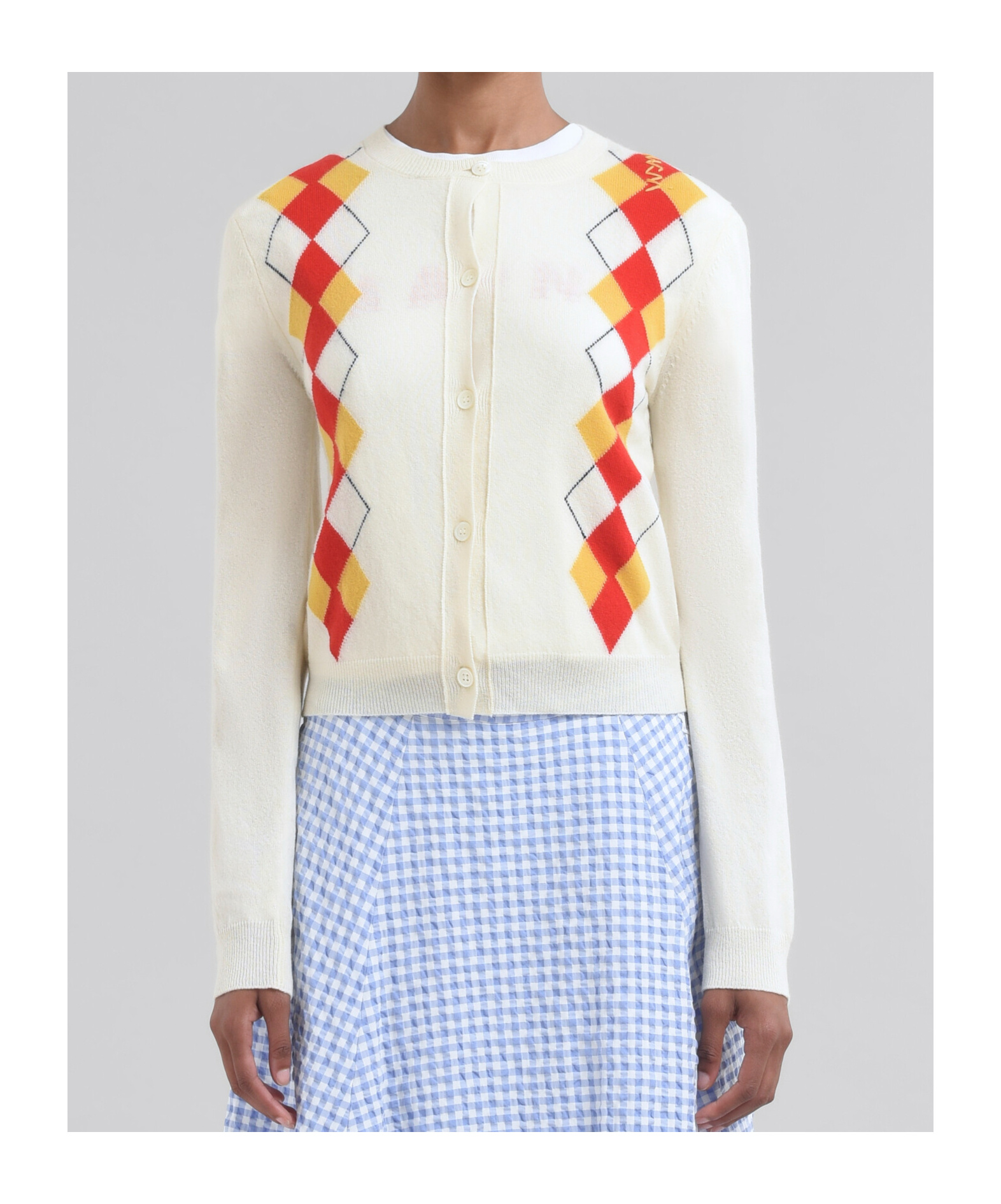 Marni Diamond-pattern Cardigan In White