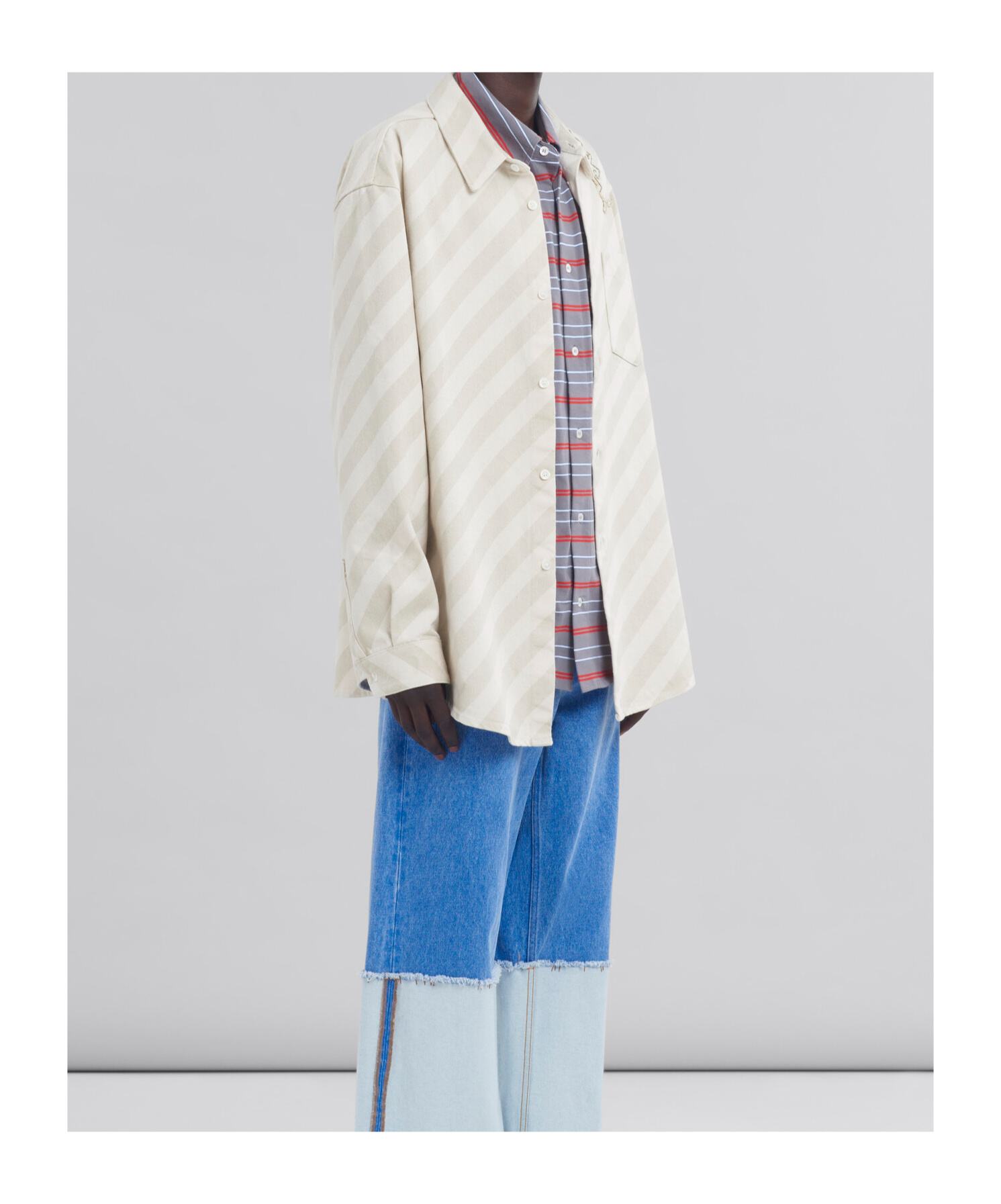 Marni Striped Buttoned Shirt In Nude