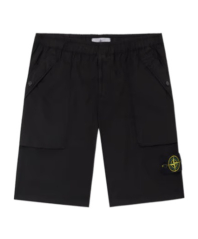 Stone Island Elastic Waist Shorts In Black