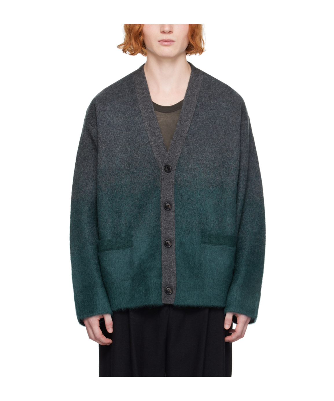 Juunj Juun. J Wool-mohair Gradient Cardigan In Black