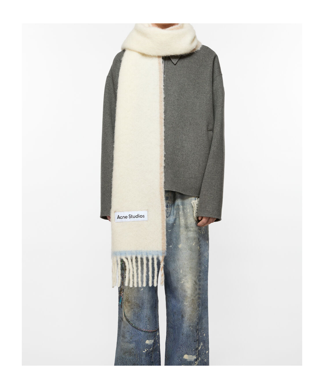 Acne Studios Logo Wool Scarf In White