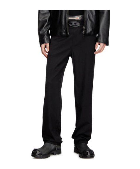 Diesel Belt-loop Casual Pants In Black