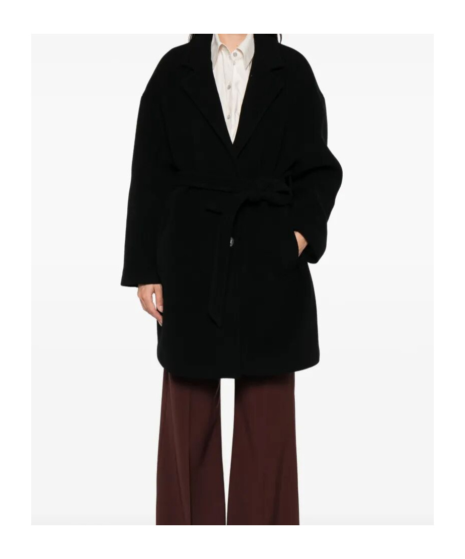 Pinko Belted Button-fastening Coat In Black