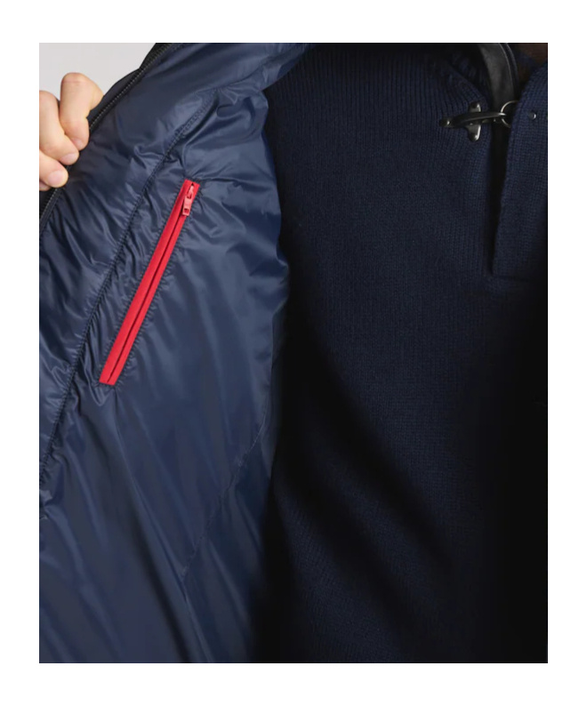 Fay Quilted Hooded Pea Coat In Blue