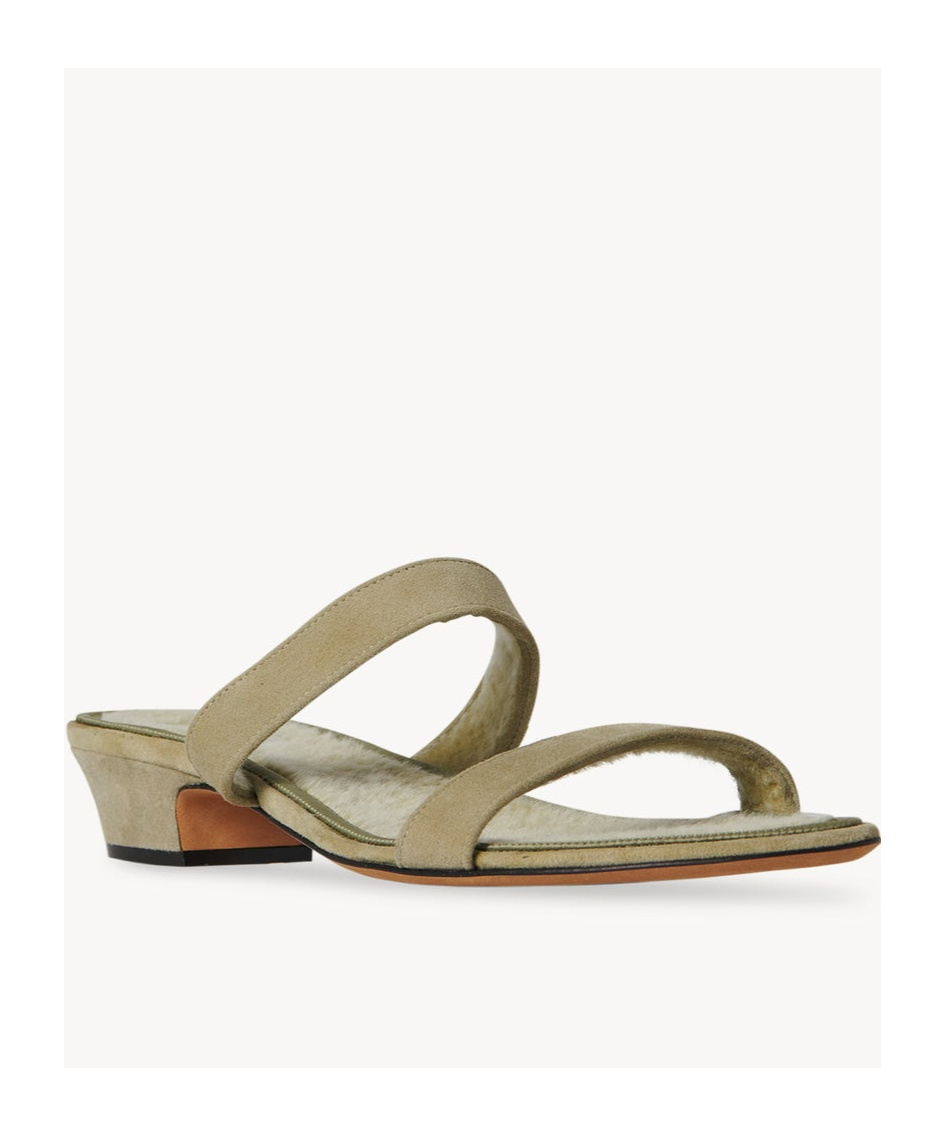The Row Green Awar Strap Heeled Sandals In Gray-green
