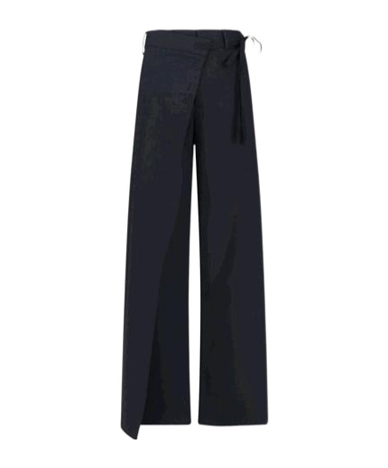Mm6 Maison Margiela Tie Detail Wide-leg Tailored Trousers In Blue