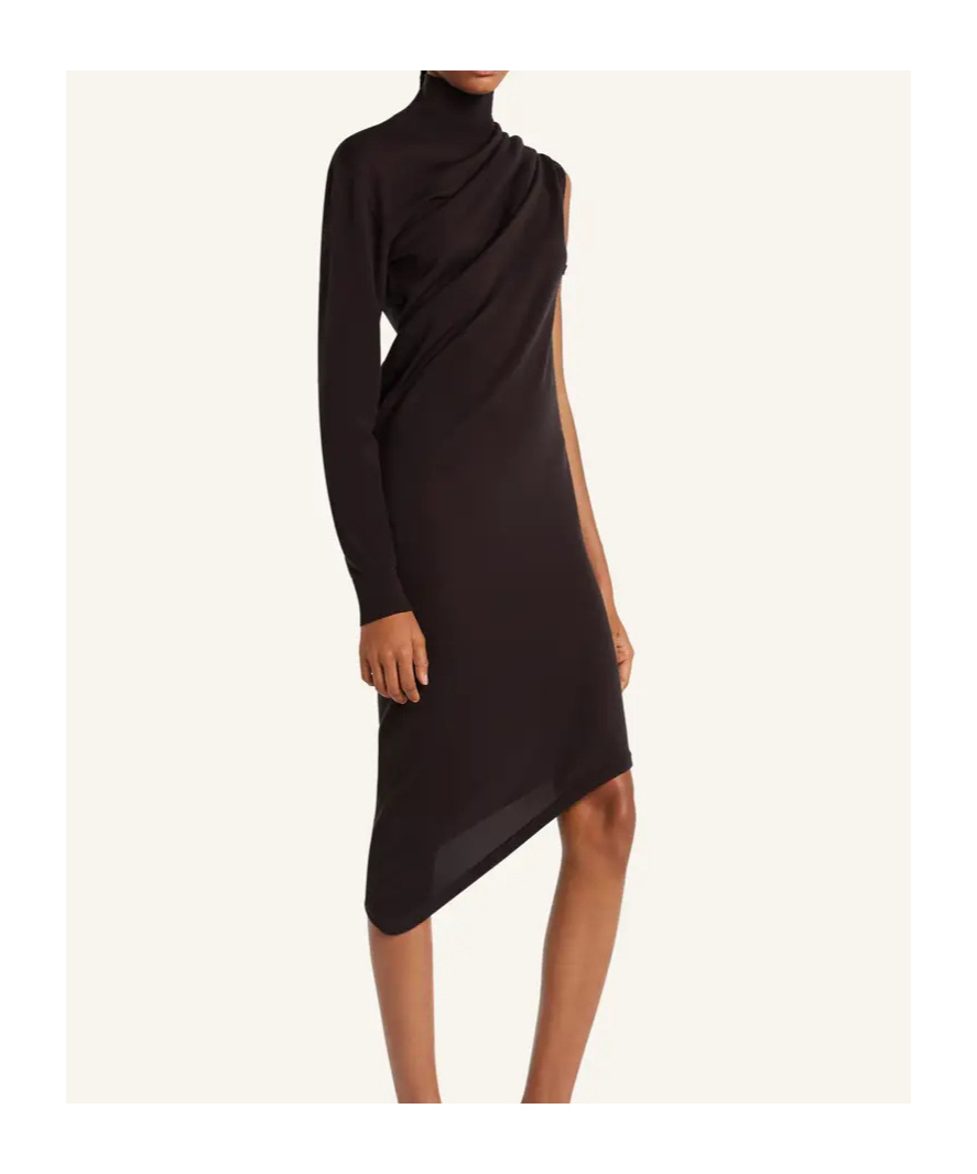 Courrèges Asymmetrical Turtleneck Dress In Black
