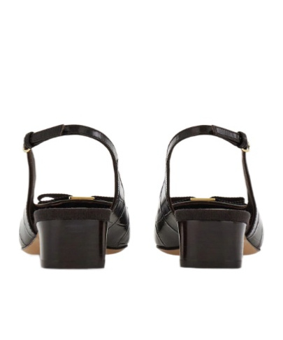 Ferragamo Rivada 30 Croc-embossed Slingback Pumps In Black
