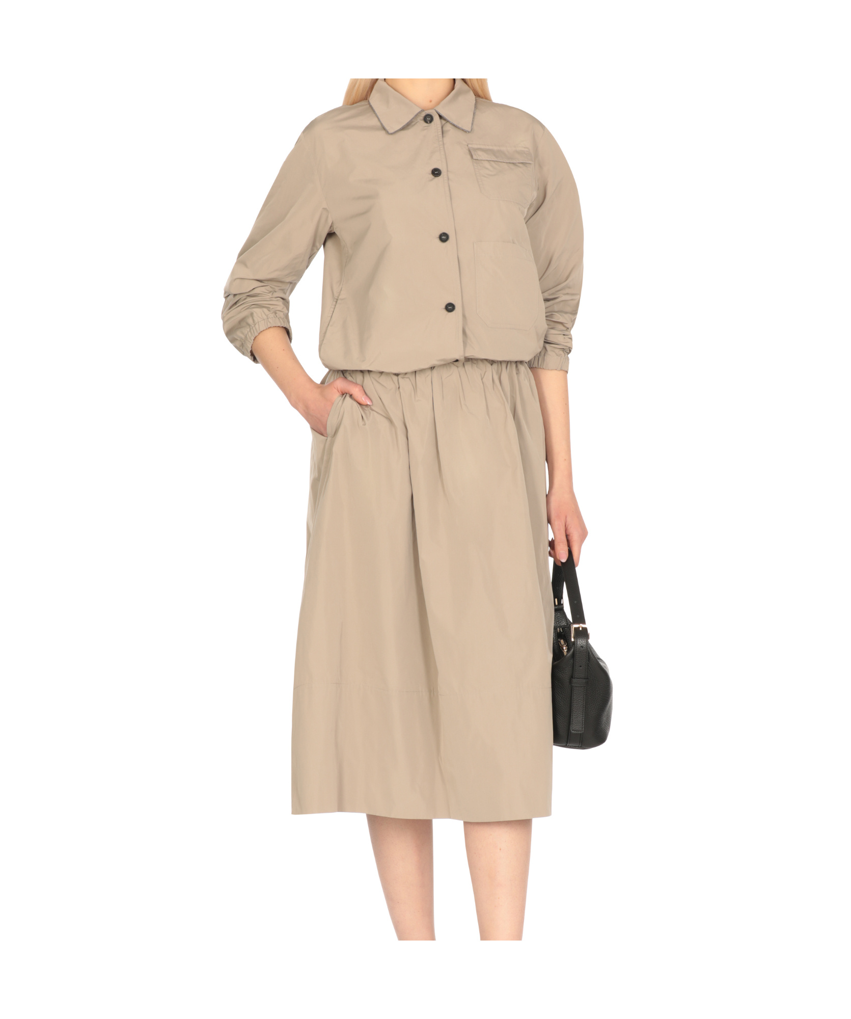 Fabiana Filippi Micro Faille Bomber Jacket In Brown