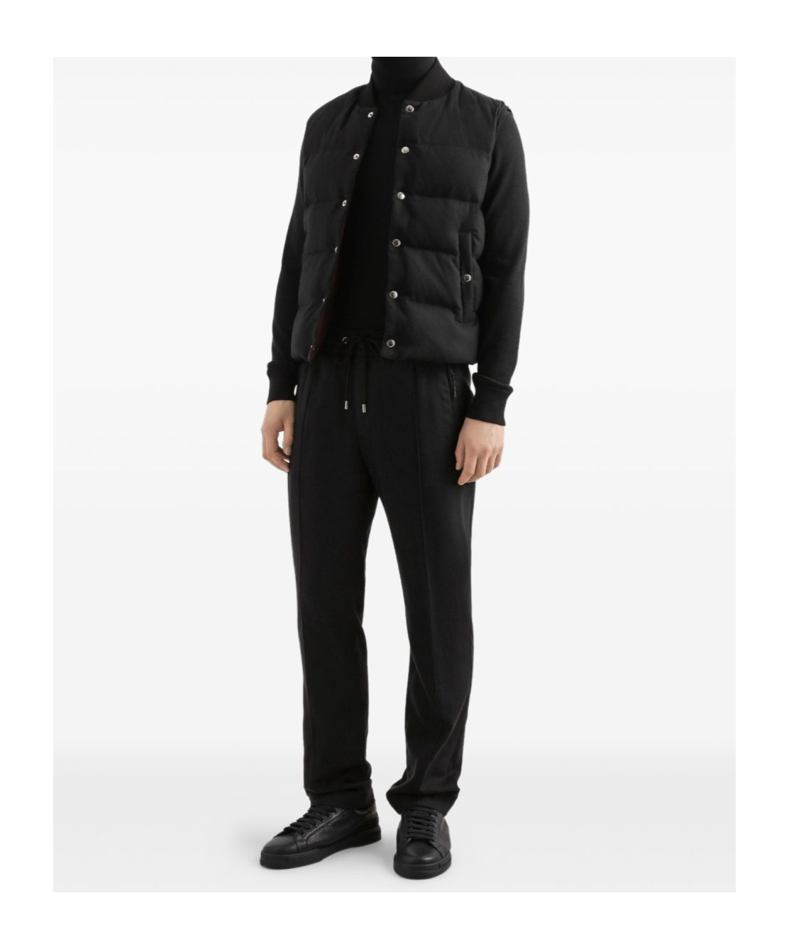 Dolce & Gabbana Quilted Sleeveless Reversible Ribbed Collar Jacket In Black