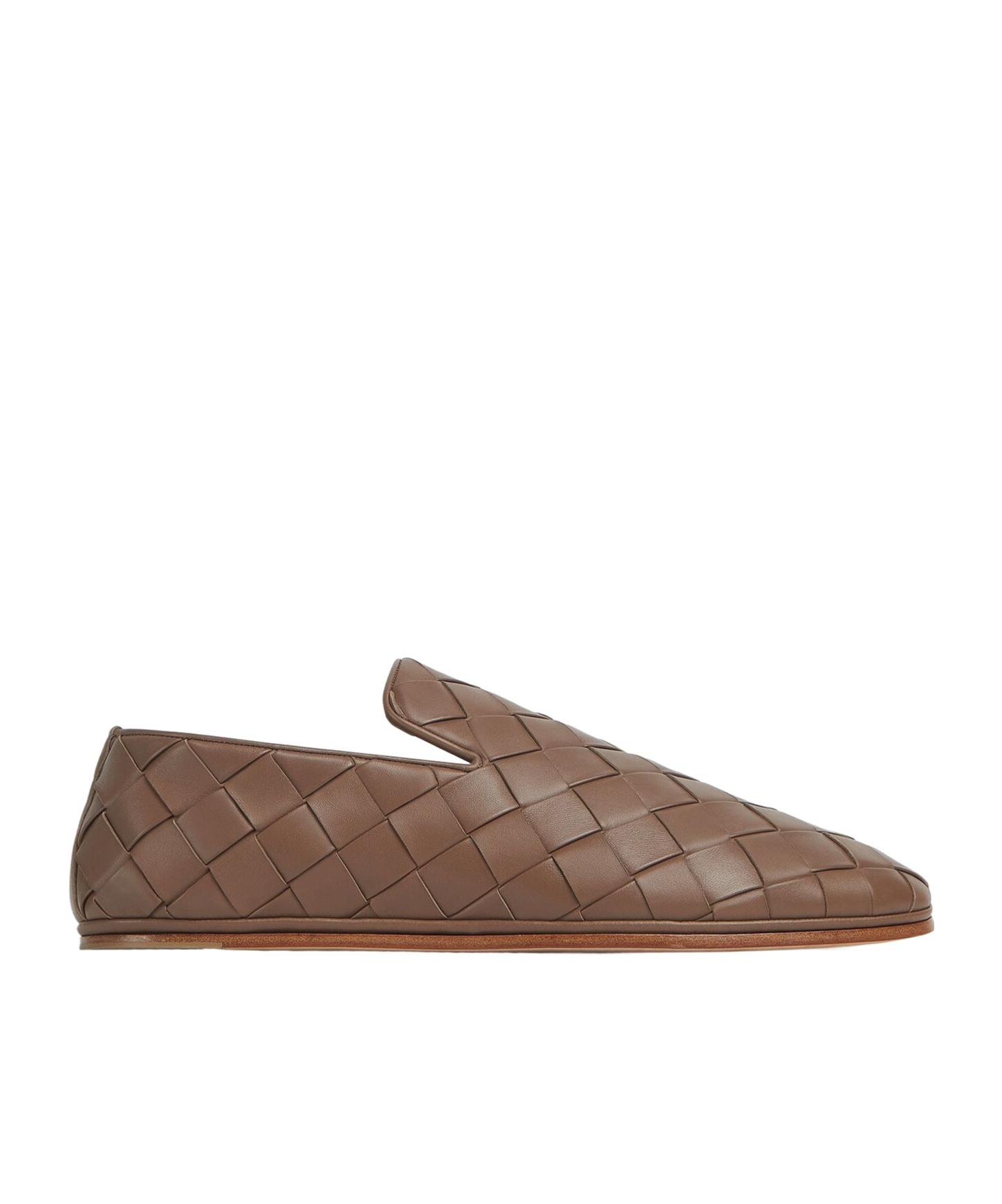 Bottega Veneta Leather Intrecciato Weave Slip-on Shoes In Brown